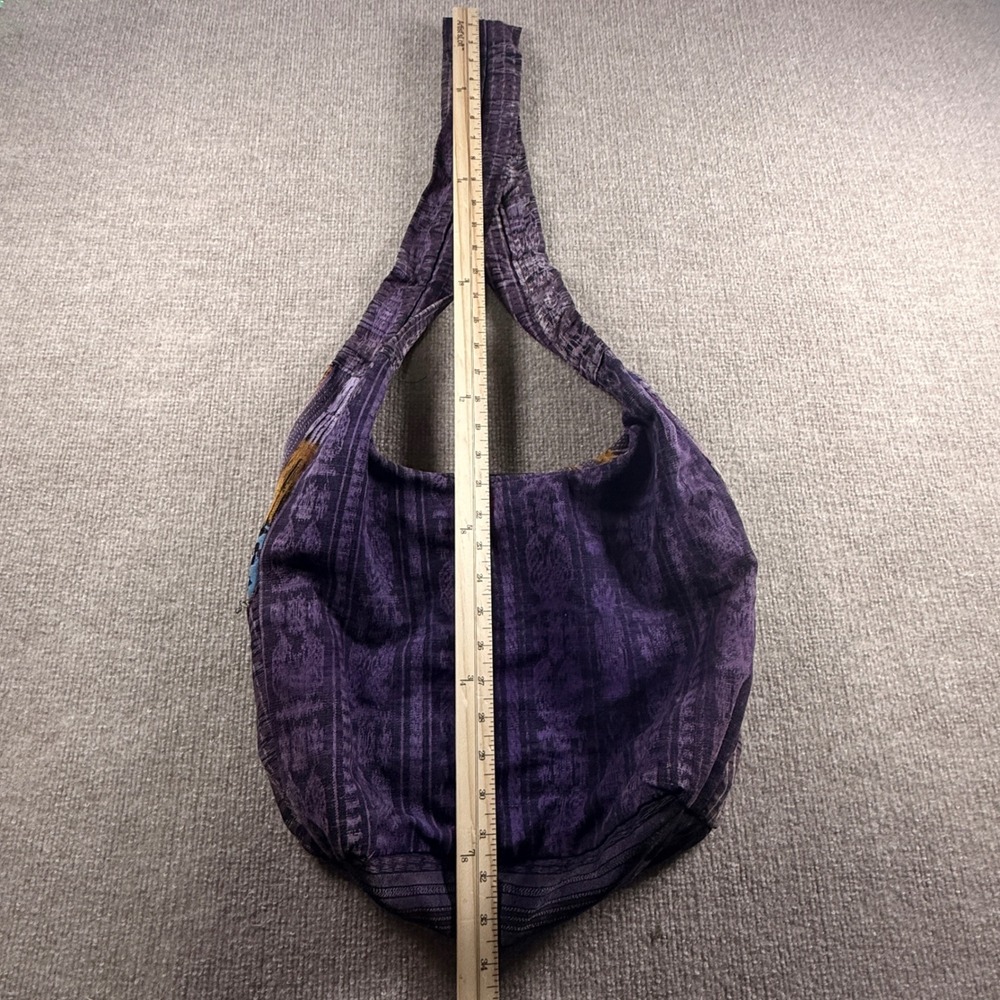 Purple Boho Embroidered Hobo Bag Woven Ikat Festival Crossbody Shoulder Bag - Picture 6 of 11